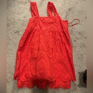 Impressions Vibrant Red Eyelet Romper